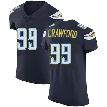 Nike Aaron Crawford Men's Elite Los Angeles Chargers Navy Blue Team Color Vapor Untouchable Jersey