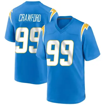 Nike Aaron Crawford Men's Game Los Angeles Chargers Blue Powder Alternate Jersey