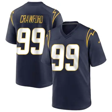 Nike Aaron Crawford Men's Game Los Angeles Chargers Navy Team Color Jersey