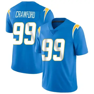 Nike Aaron Crawford Men's Limited Los Angeles Chargers Blue Powder Vapor Untouchable Alternate Jersey
