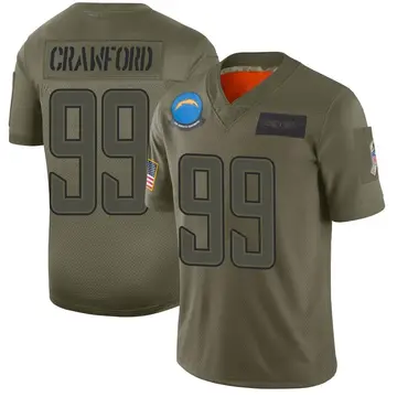 Nike Aaron Crawford Men's Limited Los Angeles Chargers Camo 2019 Salute to Service Jersey