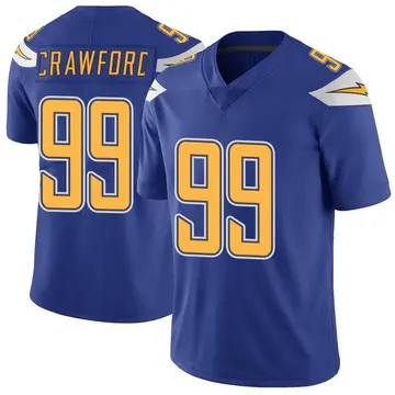 Nike Aaron Crawford Men's Limited Los Angeles Chargers Royal Color Rush Vapor Untouchable Jersey