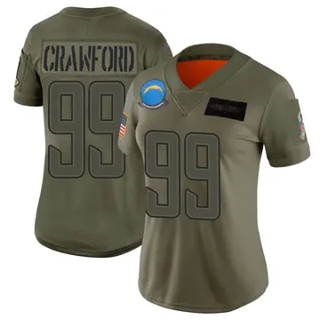 Nike Aaron Crawford Women's Limited Los Angeles Chargers Camo 2019 Salute to Service Jersey