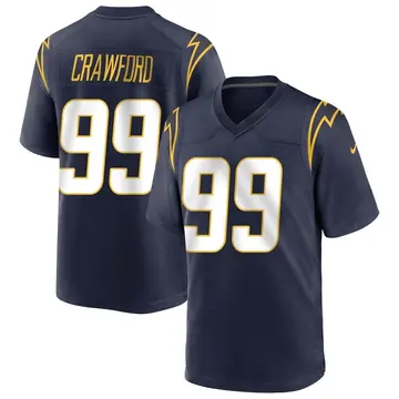 Nike Aaron Crawford Youth Game Los Angeles Chargers Navy Team Color Jersey