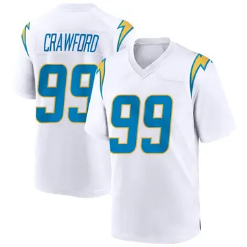 Nike Aaron Crawford Youth Game Los Angeles Chargers White Jersey
