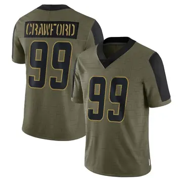 Nike Aaron Crawford Youth Limited Los Angeles Chargers Olive 2021 Salute To Service Jersey