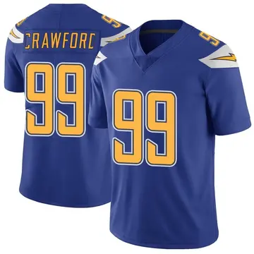 Nike Aaron Crawford Youth Limited Los Angeles Chargers Royal Color Rush Vapor Untouchable Jersey