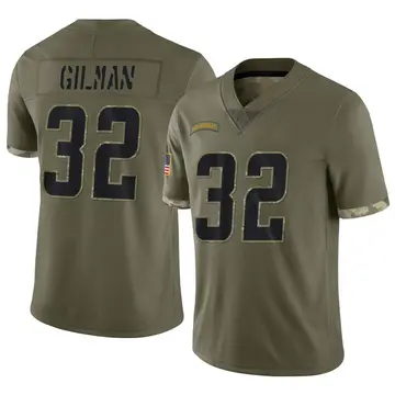 Nike Alohi Gilman Men's Limited Los Angeles Chargers Olive 2022 Salute To Service Jersey