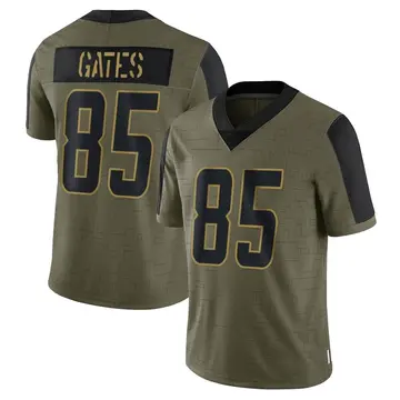 Nike Antonio Gates Men's Limited Los Angeles Chargers Olive 2021 Salute To Service Jersey