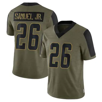 Nike Asante Samuel Jr. Men's Limited Los Angeles Chargers Olive 2021 Salute To Service Jersey
