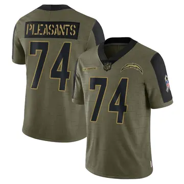 Nike Austen Pleasants Men's Limited Los Angeles Chargers Olive 2021 Salute To Service Jersey
