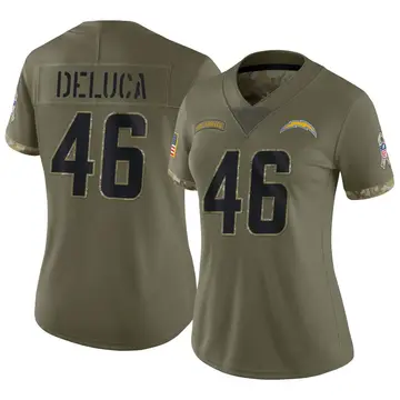 Nike Ben DeLuca Women's Limited Los Angeles Chargers Olive 2022 Salute To Service Jersey