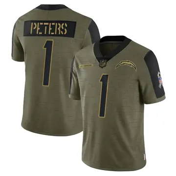 Nike Brandon Peters Men's Limited Los Angeles Chargers Olive 2021 Salute To Service Jersey