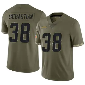 Nike Brandon Sebastian Men's Limited Los Angeles Chargers Olive 2022 Salute To Service Jersey