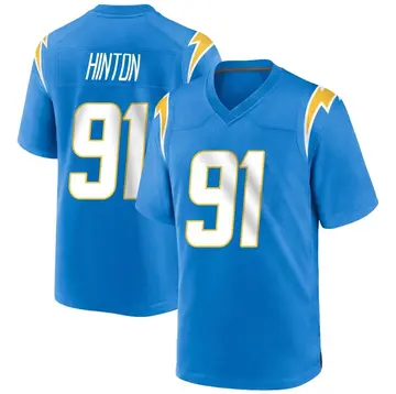 Nike Christopher Hinton Men's Game Los Angeles Chargers Blue Powder Alternate Jersey