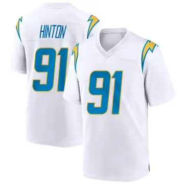 Nike Christopher Hinton Men's Game Los Angeles Chargers White Jersey