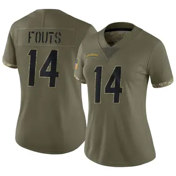 Nike Dan Fouts Women's Limited Los Angeles Chargers Olive 2022 Salute To Service Jersey