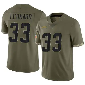 Nike Deane Leonard Men's Limited Los Angeles Chargers Olive 2022 Salute To Service Jersey
