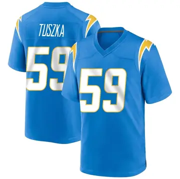 Nike Derrek Tuszka Men's Game Los Angeles Chargers Blue Powder Alternate Jersey