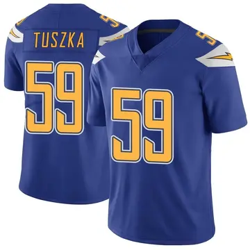 Nike Derrek Tuszka Men's Limited Los Angeles Chargers Royal Color Rush Vapor Untouchable Jersey