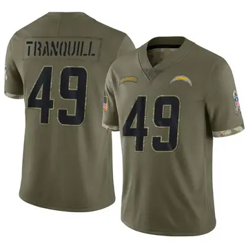 Nike Drue Tranquill Men's Limited Los Angeles Chargers Olive 2022 Salute To Service Jersey