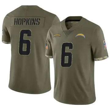 Nike Dustin Hopkins Men's Limited Los Angeles Chargers Olive 2022 Salute To Service Jersey