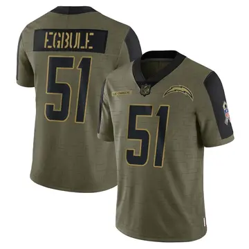 Nike Emeke Egbule Men's Limited Los Angeles Chargers Olive 2021 Salute To Service Jersey