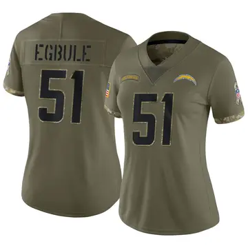 Nike Emeke Egbule Women's Limited Los Angeles Chargers Olive 2022 Salute To Service Jersey