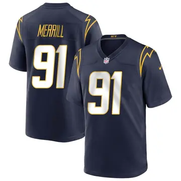 Nike Forrest Merrill Men's Game Los Angeles Chargers Navy Team Color Jersey