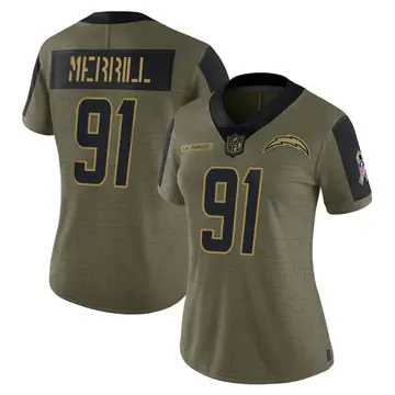 Nike Forrest Merrill Women's Limited Los Angeles Chargers Olive 2021 Salute To Service Jersey