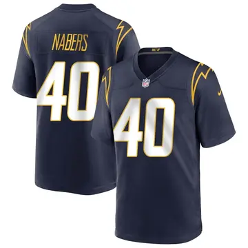 Nike Gabe Nabers Men's Game Los Angeles Chargers Navy Team Color Jersey