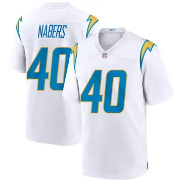 Nike Gabe Nabers Men's Game Los Angeles Chargers White Jersey
