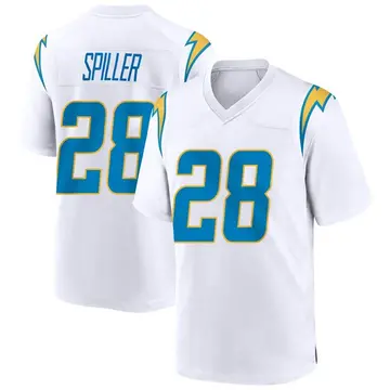 Nike Isaiah Spiller Men's Game Los Angeles Chargers White Jersey
