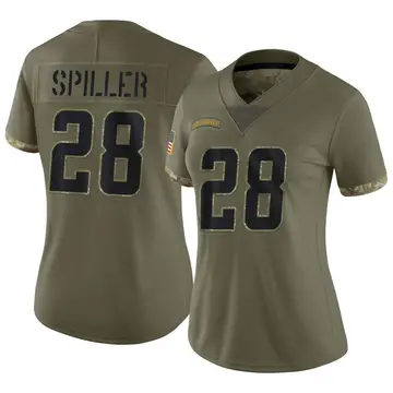 Nike Isaiah Spiller Women's Limited Los Angeles Chargers Olive 2022 Salute To Service Jersey