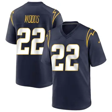 Nike JT Woods Youth Game Los Angeles Chargers Navy Team Color Jersey