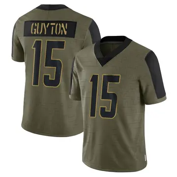 Nike Jalen Guyton Men's Limited Los Angeles Chargers Olive 2021 Salute To Service Jersey