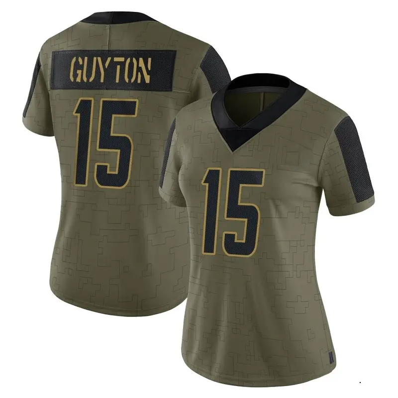 Nike Jalen Guyton Women's Limited Los Angeles Chargers Olive 2021 Salute To Service Jersey