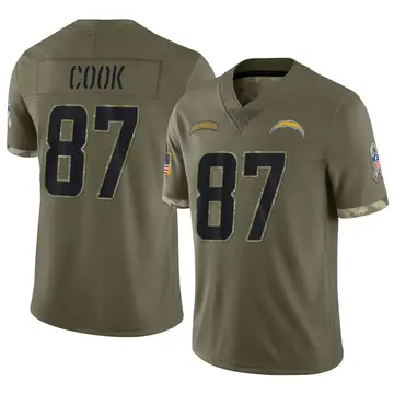 Nike Jared Cook Men's Limited Los Angeles Chargers Olive 2022 Salute To Service Jersey