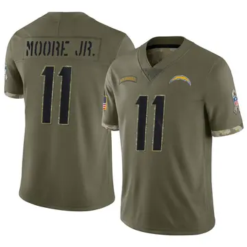 Nike Jason Moore Jr. Men's Limited Los Angeles Chargers Olive 2022 Salute To Service Jersey