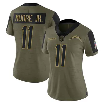Nike Jason Moore Jr. Women's Limited Los Angeles Chargers Olive 2021 Salute To Service Jersey
