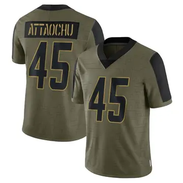 Nike Jeremiah Attaochu Men's Limited Los Angeles Chargers Olive 2021 Salute To Service Jersey
