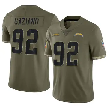 Nike Joe Gaziano Men's Limited Los Angeles Chargers Olive 2022 Salute To Service Jersey