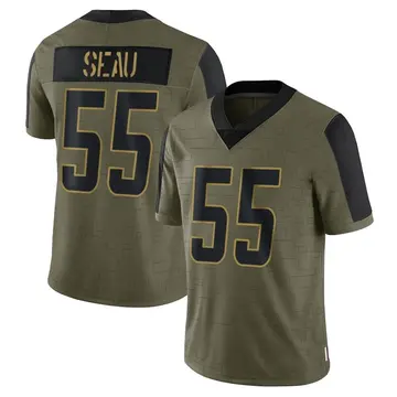 Nike Junior Seau Men's Limited Los Angeles Chargers Olive 2021 Salute To Service Jersey