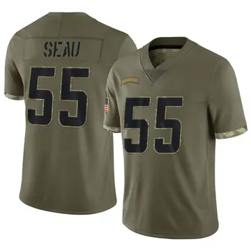 Nike Junior Seau Men's Limited Los Angeles Chargers Olive 2022 Salute To Service Jersey