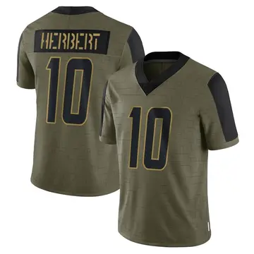 Nike Justin Herbert Men's Limited Los Angeles Chargers Olive 2021 Salute To Service Jersey