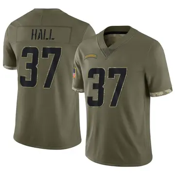 Nike Kemon Hall Men's Limited Los Angeles Chargers Olive 2022 Salute To Service Jersey