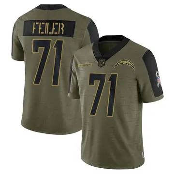 Nike Matt Feiler Men's Limited Los Angeles Chargers Olive 2021 Salute To Service Jersey