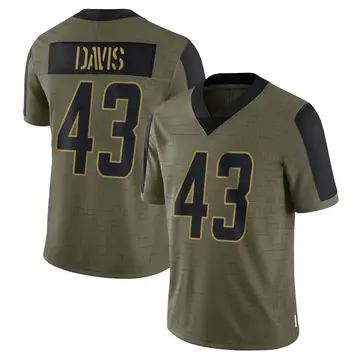 Nike Michael Davis Men's Limited Los Angeles Chargers Olive 2021 Salute To Service Jersey