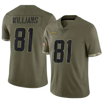 Nike Mike Williams Men's Limited Los Angeles Chargers Olive 2022 Salute To Service Jersey