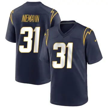 Nike Nick Niemann Men's Game Los Angeles Chargers Navy Team Color Jersey